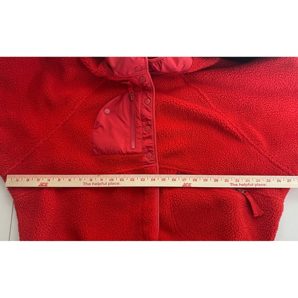 FP Movement Free People Hit The Slopes Fleece Pullover Sz L Snap Front Red Boxy - Picture 6 of 12